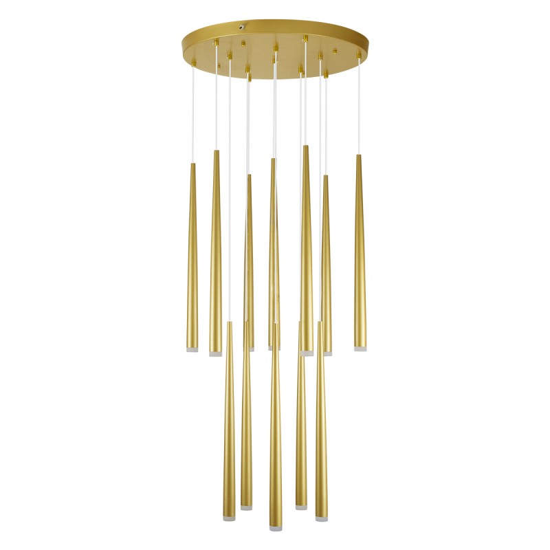 GloboStar® TEARS 61314 Κρεμαστό Φωτιστικό Οροφής Design LED CCT 36W 3960lm 180° AC 220-240V - Εναλλαγή Φωτισμού μέσω Τηλεχειριστηρίου All In One Ψυχρό 6000k+Φυσικό 4500k+Θερμό 2700k Dimmable Φ60 x Υ51.5cm - Χρυσό Βούρτσας - 3 Years Warranty