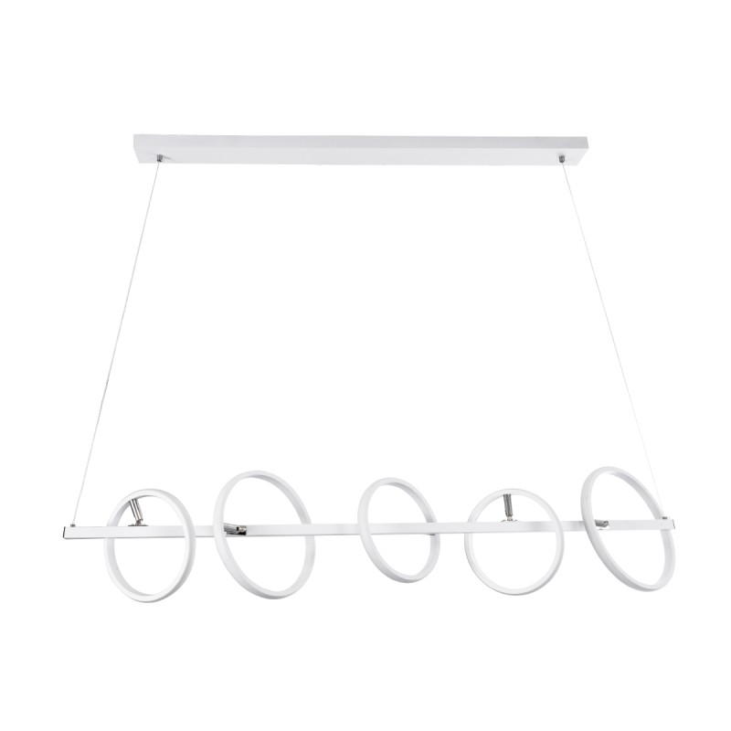 GloboStar® CIRCOLARE 61320 Κρεμαστό Φωτιστικό Οροφής Design LED CCT 75W 8400lm 360° AC 220-240V - Εναλλαγή Φωτισμού μέσω Τηλεχειριστηρίου All In One Ψυχρό 6000k+Φυσικό 4500k+Θερμό 2700k Dimmable Μ120 x Π25 x Υ25cm - Λευκό - 3 Χρόνια Εγγύηση