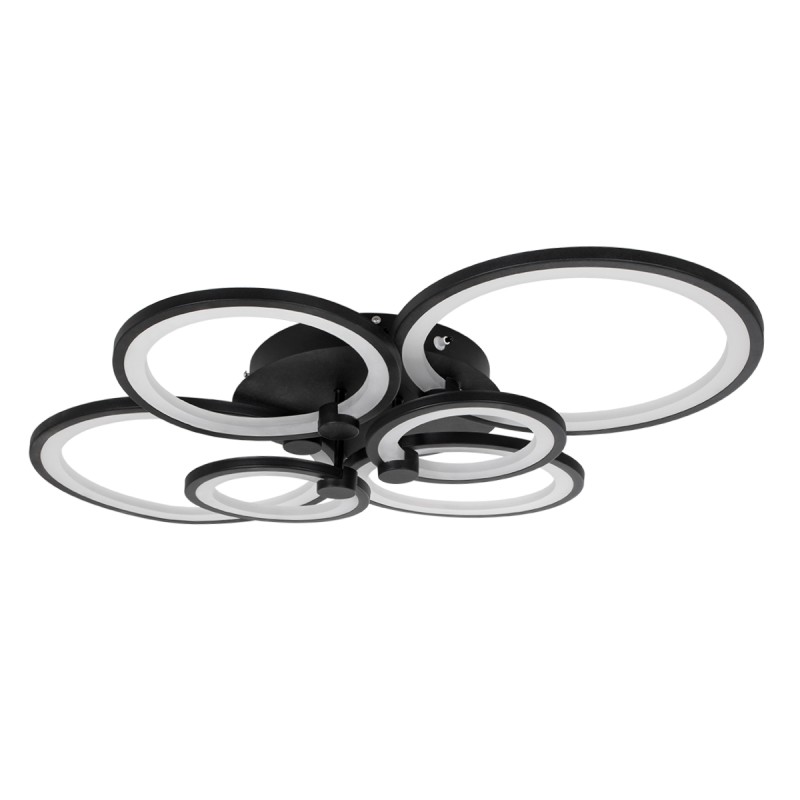 GloboStar® ROYAL-R 61323 Φωτιστικό Οροφής Design LED CCT 135W 16200lm 360° AC 220-240V - Εναλλαγή Φωτισμού μέσω Τηλεχειριστηρίου All In One Ψυχρό 6000k+Φυσικό 4500k+Θερμό 2700k Dimmable Μ80.5 x Π59 x Υ12cm - Μαύρο - 3 Years Warranty