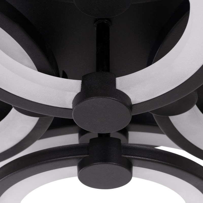 GloboStar® ROYAL-R 61323 Φωτιστικό Οροφής Design LED CCT 135W 16200lm 360° AC 220-240V - Εναλλαγή Φωτισμού μέσω Τηλεχειριστηρίου All In One Ψυχρό 6000k+Φυσικό 4500k+Θερμό 2700k Dimmable Μ80.5 x Π59 x Υ12cm - Μαύρο - 3 Years Warranty