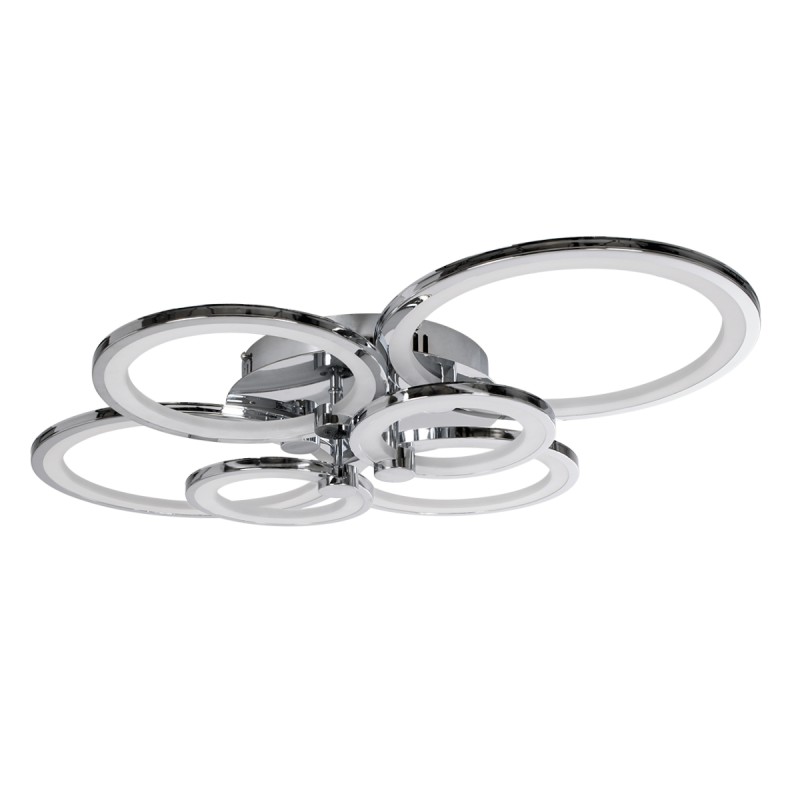 GloboStar® ROYAL-R 61324 Φωτιστικό Οροφής Design LED CCT 135W 16200lm 360° AC 220-240V - Εναλλαγή Φωτισμού μέσω Τηλεχειριστηρίου All In One Ψυχρό 6000k+Φυσικό 4500k+Θερμό 2700k Dimmable Μ80.5 x Π59 x Υ12cm - Νίκελ Χρώμιο - 3 Years Warranty