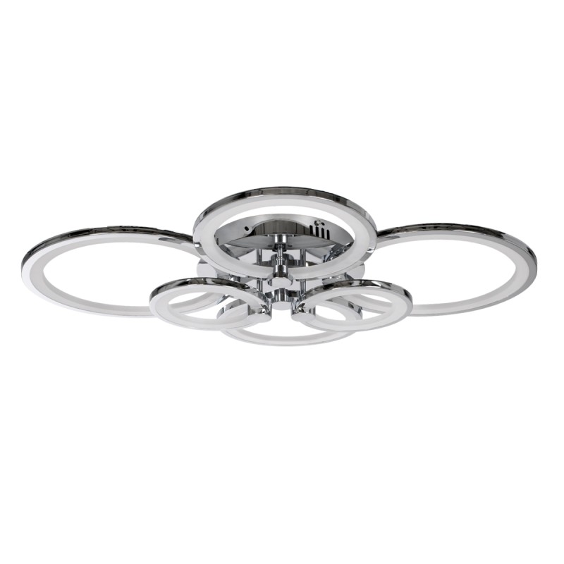 GloboStar® ROYAL-R 61324 Φωτιστικό Οροφής Design LED CCT 135W 16200lm 360° AC 220-240V - Εναλλαγή Φωτισμού μέσω Τηλεχειριστηρίου All In One Ψυχρό 6000k+Φυσικό 4500k+Θερμό 2700k Dimmable Μ80.5 x Π59 x Υ12cm - Νίκελ Χρώμιο - 3 Years Warranty