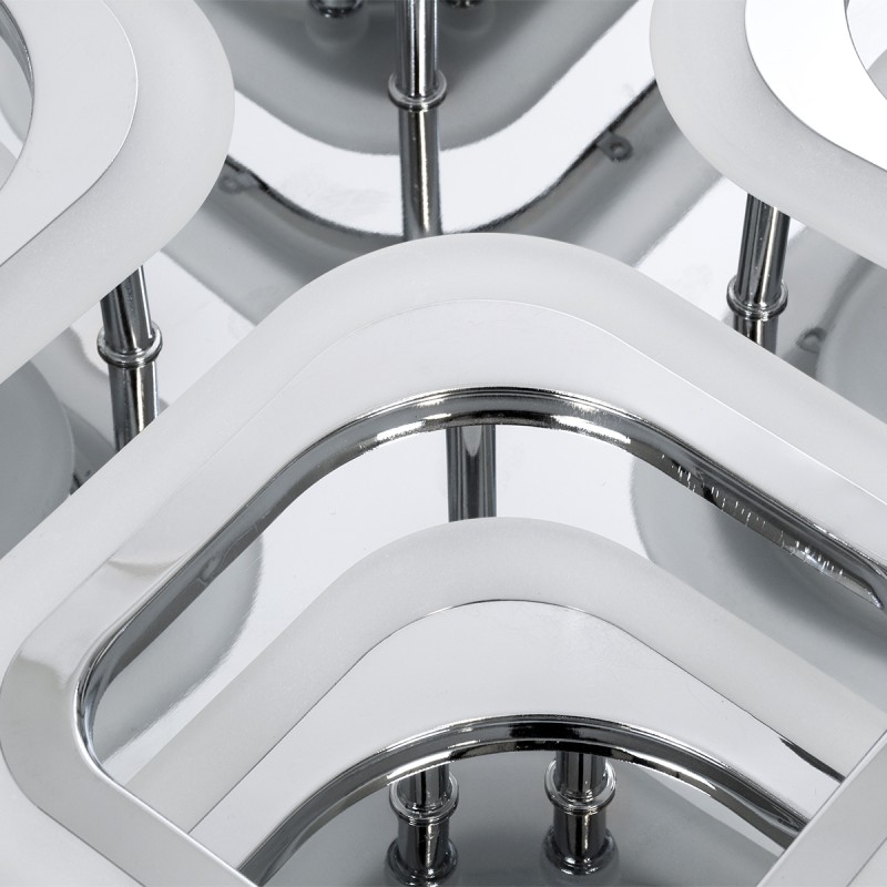 GloboStar® ROYAL-S 61326 Φωτιστικό Οροφής Design LED CCT 135W 16200lm 360° AC 220-240V - Εναλλαγή Φωτισμού μέσω Τηλεχειριστηρίου All In One Ψυχρό 6000k+Φυσικό 4500k+Θερμό 2700k Dimmable Μ58.5 x Π58.5 x Υ12cm - Νίκελ Χρώμιο - 3 Years Warranty