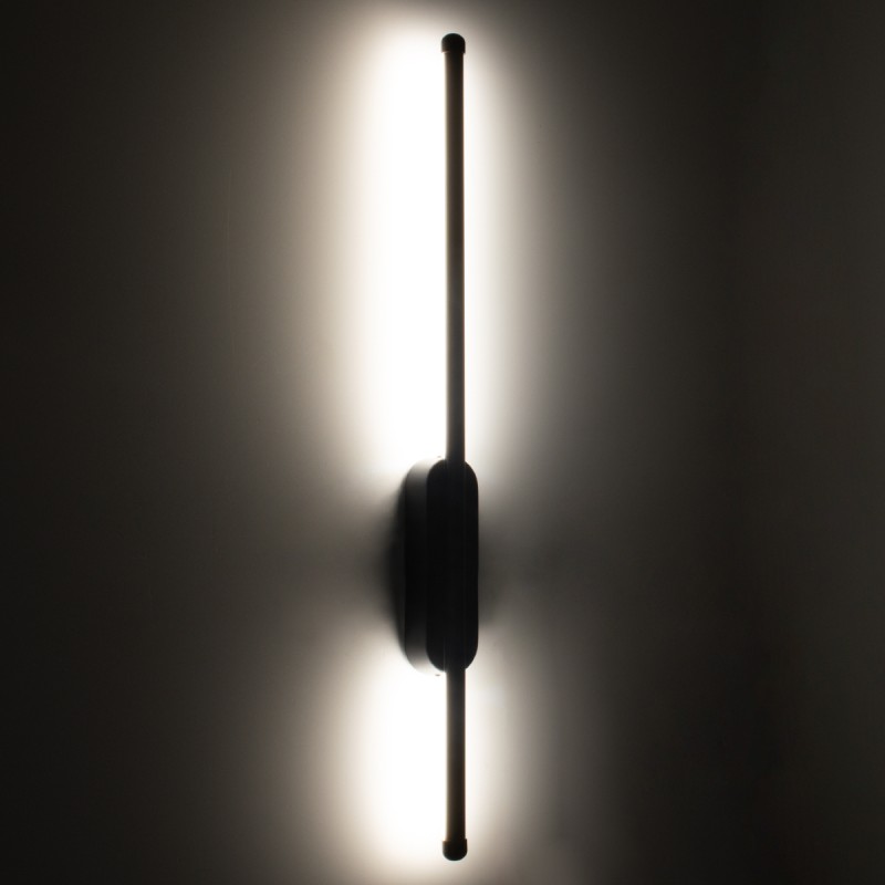 GloboStar® HARLEM 61331 Φωτιστικό Τοίχου - Απλίκα Design LED CCT 9W 1080lm 120° AC 220-240V - Εναλλαγή Φωτισμού μέσω Διακόπτη On/Off All In One Ψυχρό 6000k+Φυσικό 4500k+Θερμό 2700k Μ5 x Π4 x Υ60cm - Μαύρο - 3 Years Warranty