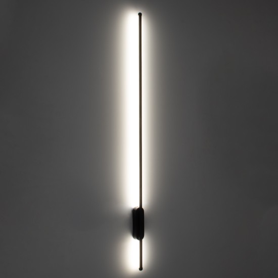 GloboStar® HARLEM 61335 Φωτιστικό Τοίχου - Απλίκα Design LED CCT 18W 2160lm 120° AC 220-240V - Εναλλαγή Φωτισμού μέσω Διακόπτη On/Off All In One Ψυχρό 6000k+Φυσικό 4500k+Θερμό 2700k Μ5 x Π4 x Υ120cm - Μαύρο - 3 Years Warranty