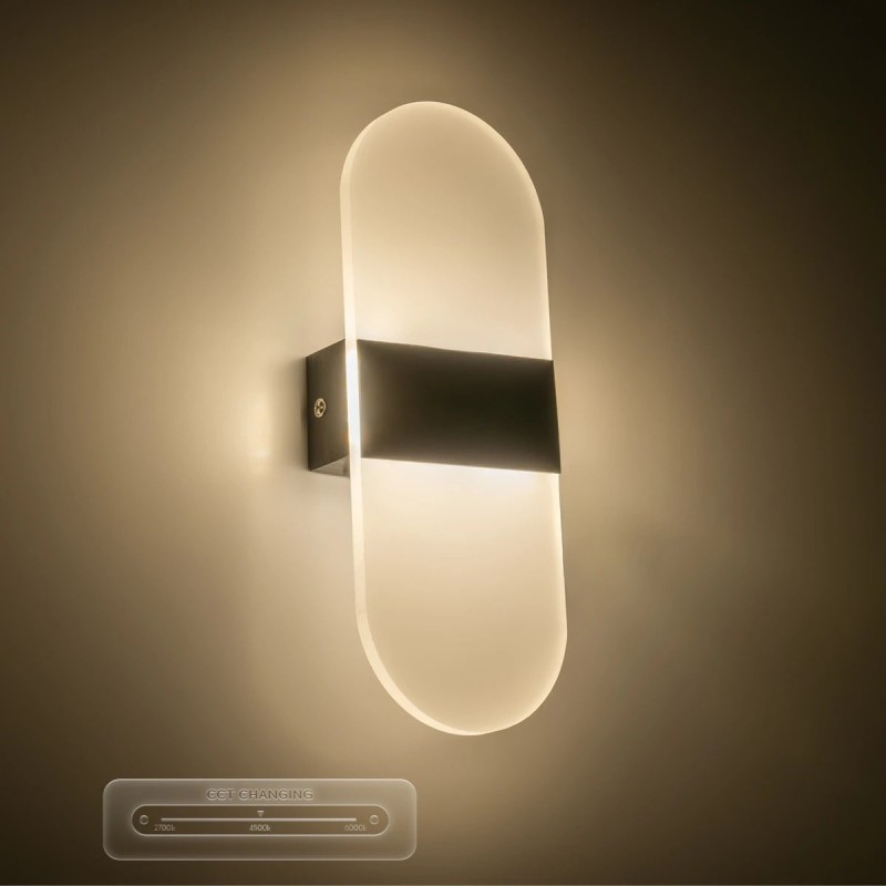 GLOBOSTAR® RARE 61337 Μοντέρνο Φωτιστικό Τοίχου - Απλίκα LED 5W 600lm 180° AC 220-240V IP20 Ρυθμιζόμενο Λευκό CCT με On/Off 2700K/4500K/6000K - Lumileds SMD Chip - Μαύρο Ματ - Μ10 x Π4 x Υ27cm - 3 Χρόνια Εγγύηση