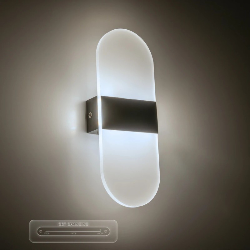 GLOBOSTAR® RARE 61337 Μοντέρνο Φωτιστικό Τοίχου - Απλίκα LED 5W 600lm 180° AC 220-240V IP20 Ρυθμιζόμενο Λευκό CCT με On/Off 2700K/4500K/6000K - Lumileds SMD Chip - Μαύρο Ματ - Μ10 x Π4 x Υ27cm - 3 Χρόνια Εγγύηση