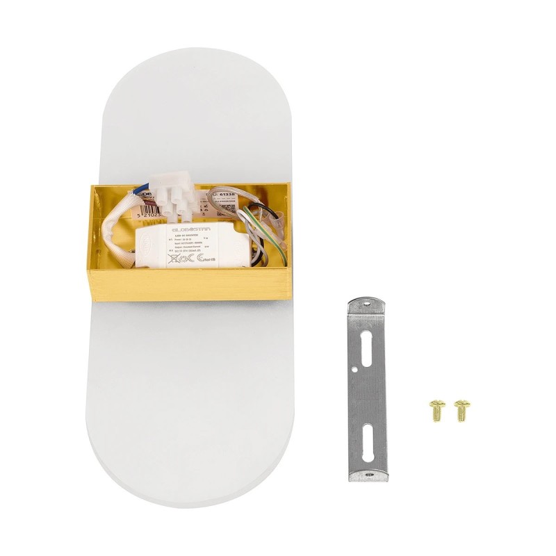 GLOBOSTAR® RARE 61338 Μοντέρνο Φωτιστικό Τοίχου - Απλίκα LED 5W 600lm 180° AC 220-240V IP20 Ρυθμιζόμενο Λευκό CCT με On/Off 2700K/4500K/6000K - Lumileds SMD Chip - Χρυσό Βούρτσας - Μ10 x Π4 x Υ27cm - 3 Χρόνια Εγγύηση
