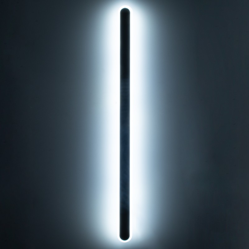 GloboStar® HOUSTON 61349 Φωτιστικό Τοίχου - Απλίκα Design LED CCT 24W 2880lm 360° AC 220-240V - Εναλλαγή Φωτισμού μέσω Διακόπτη On/Off All In One Ψυχρό 6000k+Φυσικό 4500k+Θερμό 2700k Μ6 x Π3 x Υ100cm - Μαύρο - 3 Years Warranty