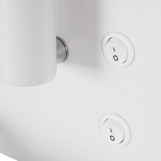 GloboStar® PALADIN 61353 Μοντέρνο Φωτιστικό Τοίχου - Απλίκα Ξενοδοχείου Bed Side LED 6W 720lm 36° AC 220-240V - Reading Light & Κρυφός Φωτισμός - Φορτιστές USB 3A & Wireless 20W - Μ30 x Π11 x Υ12cm - Φυσικό Λευκό 4500K - Λευκό - Αριστερό