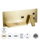 GloboStar® PALADIN 61357 Μοντέρνο Φωτιστικό Τοίχου - Απλίκα Ξενοδοχείου Bed Side LED 6W 720lm 36° AC 220-240V - Reading Light & Κρυφός Φωτισμός - Φορτιστές USB 3A & Wireless 20W - Μ30 x Π11 x Υ12cm - Φυσικό Λευκό 4500K - Χρυσό Βούρτσας - Αριστερό