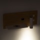 GloboStar® PALADIN 61359 Μοντέρνο Φωτιστικό Τοίχου - Απλίκα Ξενοδοχείου Bed Side LED 6W 720lm 36° AC 220-240V - Reading Light & Κρυφός Φωτισμός - Φορτιστές USB 3A & Wireless 20W - Μ30 x Π11 x Υ12cm - Φυσικό Λευκό 4500K - Ξύλο & Λευκό - Αριστερ