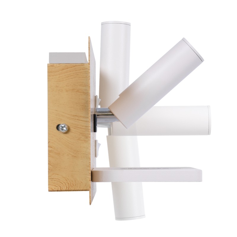 GloboStar® PALADIN 61359 Μοντέρνο Φωτιστικό Τοίχου - Απλίκα Ξενοδοχείου Bed Side LED 6W 720lm 36° AC 220-240V - Reading Light & Κρυφός Φωτισμός - Φορτιστές USB 3A & Wireless 20W - Μ30 x Π11 x Υ12cm - Φυσικό Λευκό 4500K - Ξύλο & Λευκό - Αριστερ