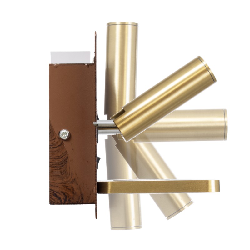 GloboStar® PALADIN 61361 Μοντέρνο Φωτιστικό Τοίχου - Απλίκα Ξενοδοχείου Bed Side LED 6W 720lm 36° AC 220-240V - Reading Light & Κρυφός Φωτισμός - Φορτιστές USB 3A & Wireless 20W - Μ30 x Π11 x Υ12cm - Φυσικό Λευκό 4500K - Ξύλο & Χρυσό - Αριστερ