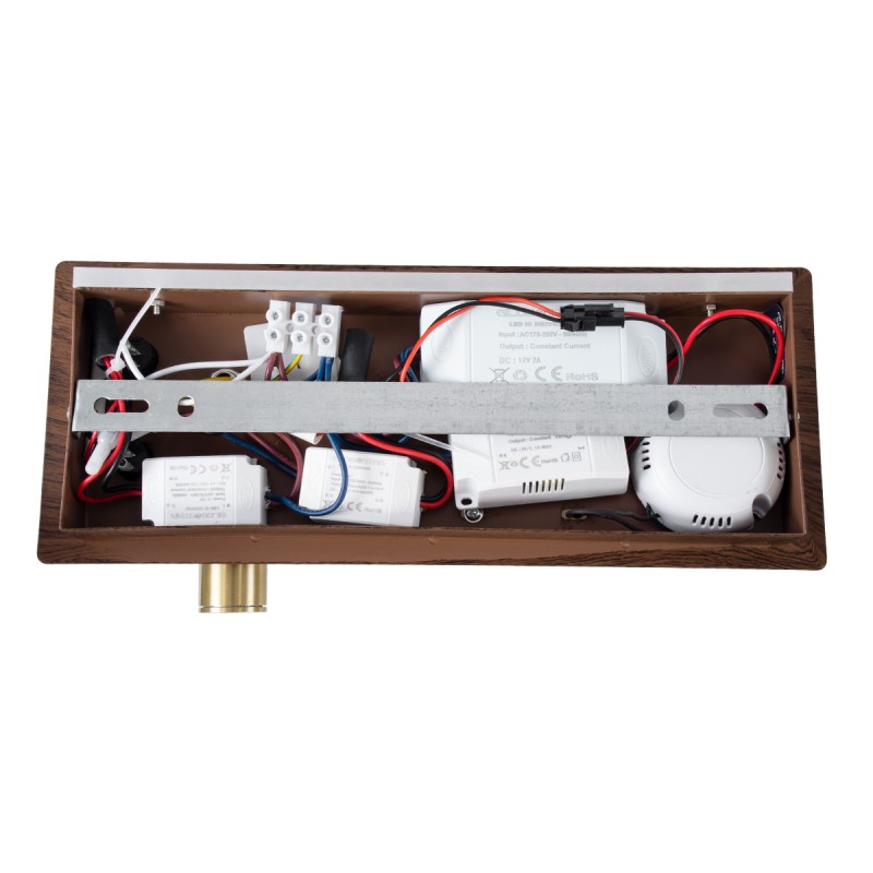 GloboStar® PALADIN 61361 Μοντέρνο Φωτιστικό Τοίχου - Απλίκα Ξενοδοχείου Bed Side LED 6W 720lm 36° AC 220-240V - Reading Light & Κρυφός Φωτισμός - Φορτιστές USB 3A & Wireless 20W - Μ30 x Π11 x Υ12cm - Φυσικό Λευκό 4500K - Ξύλο & Χρυσό - Αριστερ