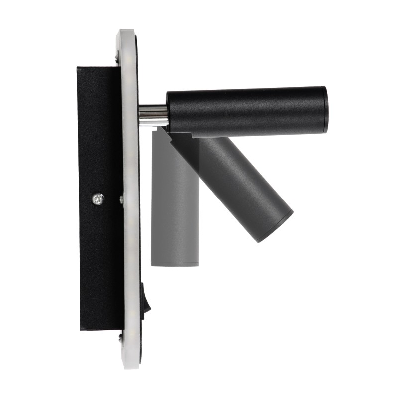 GLOBOSTAR® LADY-O 61363 Μοντέρνο Φωτιστικό Τοίχου - Απλίκα Ξενοδοχείου Reading Light με Φορτιστή USB 3A LED 10W 1000lm 36° & 360° AC 220-240V IP20 Φυσικό Λευκό 4500K - Bridgelux COB Chip & TÜV SÜD Driver - Μαύρο Ματ - Μ10.5 x Π10 x Υ18.5cm - 3 Χρό