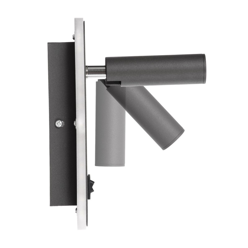 GLOBOSTAR® LADY-O 61365 Μοντέρνο Φωτιστικό Τοίχου - Απλίκα Ξενοδοχείου Reading Light με Φορτιστή USB 3A LED 10W 1000lm 36° & 360° AC 220-240V IP20 Φυσικό Λευκό 4500K - Bridgelux COB Chip & TÜV SÜD Driver - Γκρι Ανθρακί Ματ - Μ10.5 x Π10 x Υ18.5cm