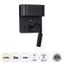 GLOBOSTAR® IBIS 61367 Μοντέρνο Φωτιστικό Τοίχου - Απλίκα Ξενοδοχείου Reading Light με Φορτιστή USB 3A LED 10W 1100lm 36° & 360° AC 220-240V IP20 Φυσικό Λευκό 4500K - Bridgelux COB Chip & TÜV SÜD Driver - Μαύρο Ματ - Μ10 x Π6.1 x Υ18cm - 3 Χρόνια Ε