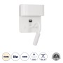 GLOBOSTAR® IBIS 61368 Μοντέρνο Φωτιστικό Τοίχου - Απλίκα Ξενοδοχείου Reading Light με Φορτιστή USB 3A LED 10W 1100lm 36° & 360° AC 220-240V IP20 Φυσικό Λευκό 4500K - Bridgelux COB Chip & TÜV SÜD Driver - Λευκό Ματ - Μ10 x Π6.1 x Υ18cm - 3 Χρόνια Ε
