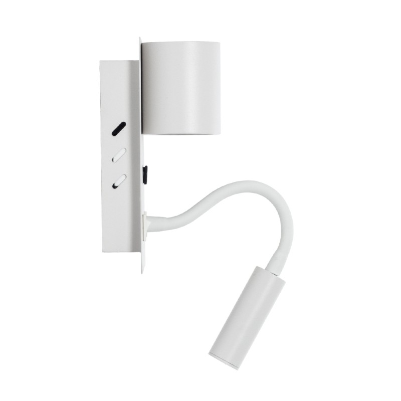 GloboStar® IBIS 61368 Μοντέρνο Φωτιστικό Τοίχου - Απλίκα Ξενοδοχείου Bed Side LED 10W 1100lm 36° & 360° AC 220-240V - Reading Light & Up/Down Light - Φορτιστής USB 3A - Μ10 x Π6.1 x Υ18cm - Φυσικό Λευκό 4500K - Λευκό