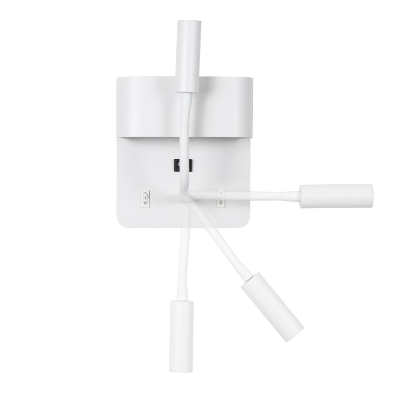 GloboStar® IBIS 61368 Μοντέρνο Φωτιστικό Τοίχου - Απλίκα Ξενοδοχείου Bed Side LED 10W 1100lm 36° & 360° AC 220-240V - Reading Light & Up/Down Light - Φορτιστής USB 3A - Μ10 x Π6.1 x Υ18cm - Φυσικό Λευκό 4500K - Λευκό