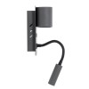 GLOBOSTAR® IBIS 61369 Μοντέρνο Φωτιστικό Τοίχου - Απλίκα Ξενοδοχείου Reading Light με Φορτιστή USB 3A LED 10W 1100lm 36° & 360° AC 220-240V IP20 Φυσικό Λευκό 4500K - Bridgelux COB Chip & TÜV SÜD Driver - Γκρι Ανθρακί Ματ - Μ10 x Π6.1 x Υ18cm - 3 Χ
