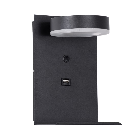 GloboStar® CROWN 61370 Μοντέρνο Φωτιστικό Τοίχου - Απλίκα Ξενοδοχείου Bed Side LED 5W 550lm 120° AC 220-240V - Reading Light - Φορτιστής USB 3A - Μ15 x Π15 x Υ23cm - Φυσικό Λευκό 4500K - Μαύρο GloboStar® CROWN 61370 Μοντέρνο Φωτιστικό Τοίχου - Απλίκα Ξενοδοχείου Bed Side LED 5W 550lm 120° AC 220-240V - Reading Light - Φορτιστής USB 3A - Μ15 x Π15 x Υ23cm - Φυσικό Λευκό 4500K - Μαύρο