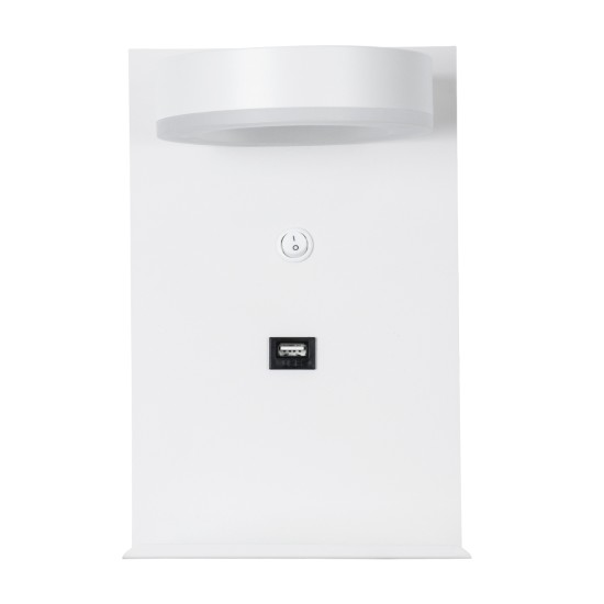 GloboStar® CROWN 61371 Μοντέρνο Φωτιστικό Τοίχου - Απλίκα Ξενοδοχείου Bed Side LED 5W 550lm 120° AC 220-240V - Reading Light - Φορτιστής USB 3A - Μ15 x Π15 x Υ23cm - Φυσικό Λευκό 4500K - Λευκό GloboStar® CROWN 61371 Μοντέρνο Φωτιστικό Τοίχου - Απλίκα Ξενοδοχείου Bed Side LED 5W 550lm 120° AC 220-240V - Reading Light - Φορτιστής USB 3A - Μ15 x Π15 x Υ23cm - Φυσικό Λευκό 4500K - Λευκό