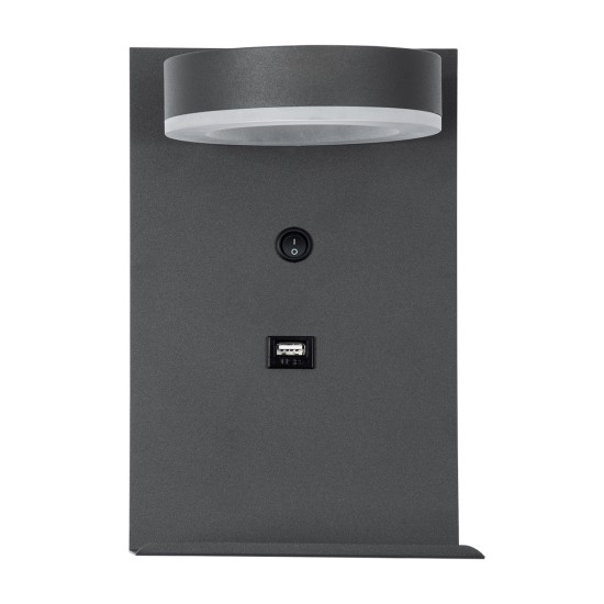 GloboStar® CROWN 61372 Μοντέρνο Φωτιστικό Τοίχου - Απλίκα Ξενοδοχείου Bed Side LED 5W 550lm 120° AC 220-240V - Reading Light - Φορτιστής USB 3A - Μ15 x Π15 x Υ23cm - Φυσικό Λευκό 4500K - Γκρι Ανθρακί GloboStar® CROWN 61372 Μοντέρνο Φωτιστικό Τοίχου - Απλίκα Ξενοδοχείου Bed Side LED 5W 550lm 120° AC 220-240V - Reading Light - Φορτιστής USB 3A - Μ15 x Π15 x Υ23cm - Φυσικό Λευκό 4500K - Γκρι Ανθρακί