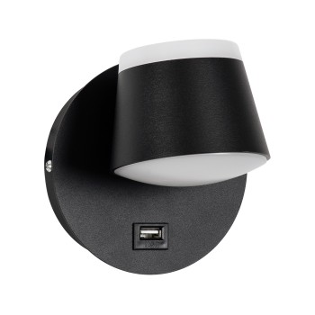 GLOBOSTAR® REGENCY 61373 Μοντέρνο Φωτιστικό Τοίχου - Απλίκα Ξενοδοχείου Reading Light με Φορτιστή USB 3A LED 8W 920lm 120° AC 220-240V IP20 Φυσικό Λευκό 4500K - Bridgelux SMD Chip & TÜV SÜD Driver - Μαύρο Ματ - Μ12 x Π12 x Υ13cm - 3 Χρόνια Εγγύηση