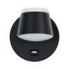 GLOBOSTAR® REGENCY 61373 Μοντέρνο Φωτιστικό Τοίχου - Απλίκα Ξενοδοχείου Reading Light με Φορτιστή USB 3A LED 8W 920lm 120° AC 220-240V IP20 Φυσικό Λευκό 4500K - Bridgelux SMD Chip & TÜV SÜD Driver - Μαύρο Ματ - Μ12 x Π12 x Υ13cm - 3 Χρόνια Εγγύηση