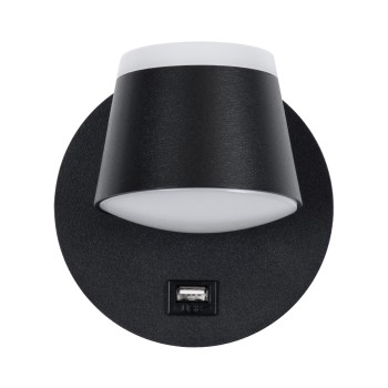 GLOBOSTAR® REGENCY 61373 Μοντέρνο Φωτιστικό Τοίχου - Απλίκα Ξενοδοχείου Reading Light με Φορτιστή USB 3A LED 8W 920lm 120° AC 220-240V IP20 Φυσικό Λευκό 4500K - Bridgelux SMD Chip & TÜV SÜD Driver - Μαύρο Ματ - Μ12 x Π12 x Υ13cm - 3 Χρόνια Εγγύηση