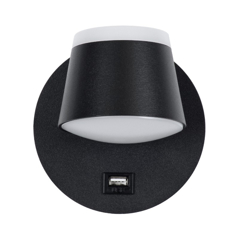 GLOBOSTAR® REGENCY 61373 Μοντέρνο Φωτιστικό Τοίχου - Απλίκα Ξενοδοχείου Reading Light με Φορτιστή USB 3A LED 8W 920lm 120° AC 220-240V IP20 Φυσικό Λευκό 4500K - Bridgelux SMD Chip & TÜV SÜD Driver - Μαύρο Ματ - Μ12 x Π12 x Υ13cm - 3 Χρόνια Εγγύηση