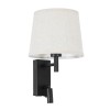 GLOBOSTAR® ROULETTE-R 61379 Μοντέρνο Φωτιστικό Τοίχου - Απλίκα Ξενοδοχείου Reading Light με Φορτιστή USB 3A & Ντουί 1 x E27 LED 3W 360lm 36° & 360° AC 220-240V IP20 Φυσικό Λευκό 4500K - Bridgelux COB Chip & TÜV SÜD Driver - Μαύρο & Μπεζ -
