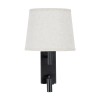 GLOBOSTAR® ROULETTE-R 61379 Μοντέρνο Φωτιστικό Τοίχου - Απλίκα Ξενοδοχείου Reading Light με Φορτιστή USB 3A & Ντουί 1 x E27 LED 3W 360lm 36° & 360° AC 220-240V IP20 Φυσικό Λευκό 4500K - Bridgelux COB Chip & TÜV SÜD Driver - Μαύρο & Μπεζ -