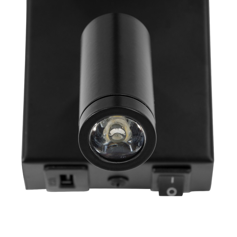 GLOBOSTAR® ROULETTE-R 61379 Μοντέρνο Φωτιστικό Τοίχου - Απλίκα Ξενοδοχείου Reading Light με Φορτιστή USB 3A & Ντουί 1 x E27 LED 3W 360lm 36° & 360° AC 220-240V IP20 Φυσικό Λευκό 4500K - Bridgelux COB Chip & TÜV SÜD Driver - Μαύρο & Μπεζ -