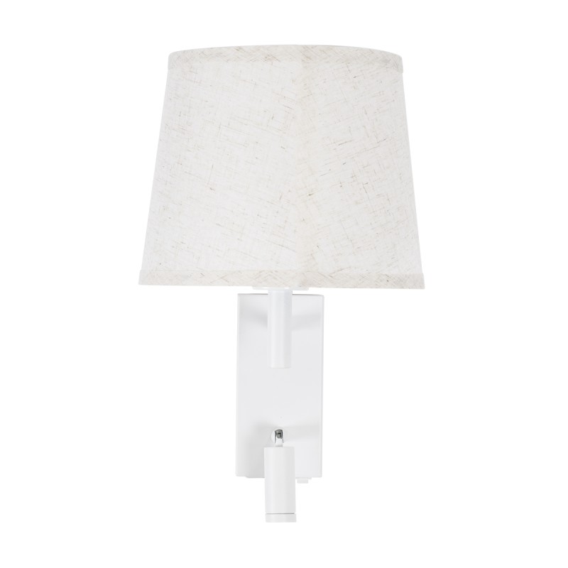 GloboStar® ROULETTE-R 61380 Μοντέρνο Φωτιστικό Τοίχου - Απλίκα Ξενοδοχείου Bed Side LED 3W 360lm & 1 x E27 36° & 360° AC 220-240V - Reading Up/Down Light - Φορτιστής USB 3A - Μ22 x Π23.5 x Υ37cm - Φυσικό Λευκό 4500K - Λευκό με Μπεζ Καπέλο - Σετ 2