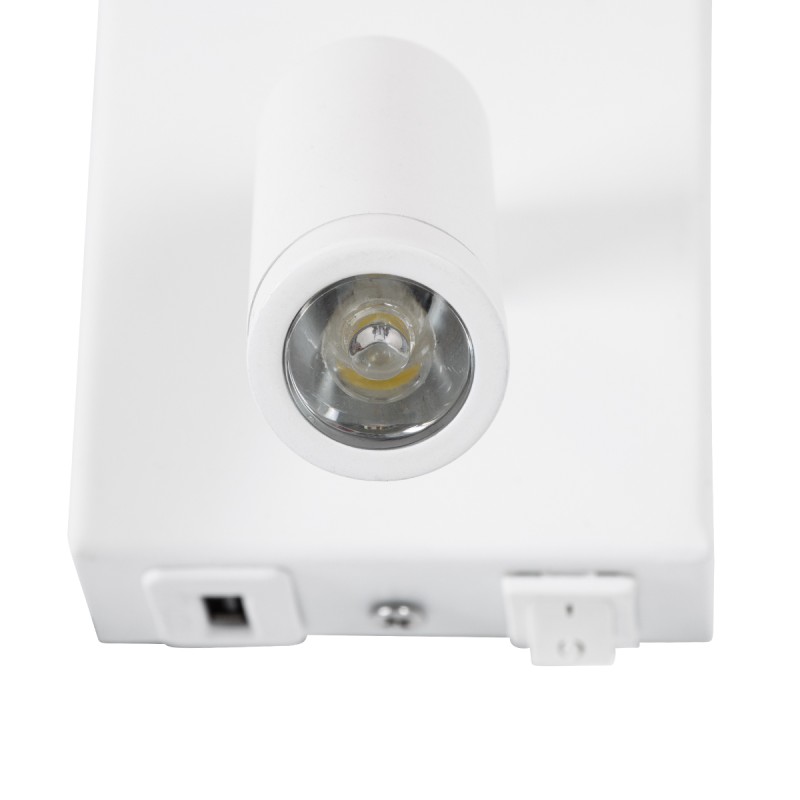 GloboStar® ROULETTE-R 61380 Μοντέρνο Φωτιστικό Τοίχου - Απλίκα Ξενοδοχείου Bed Side LED 3W 360lm & 1 x E27 36° & 360° AC 220-240V - Reading Up/Down Light - Φορτιστής USB 3A - Μ22 x Π23.5 x Υ37cm - Φυσικό Λευκό 4500K - Λευκό με Μπεζ Καπέλο - Σετ 2