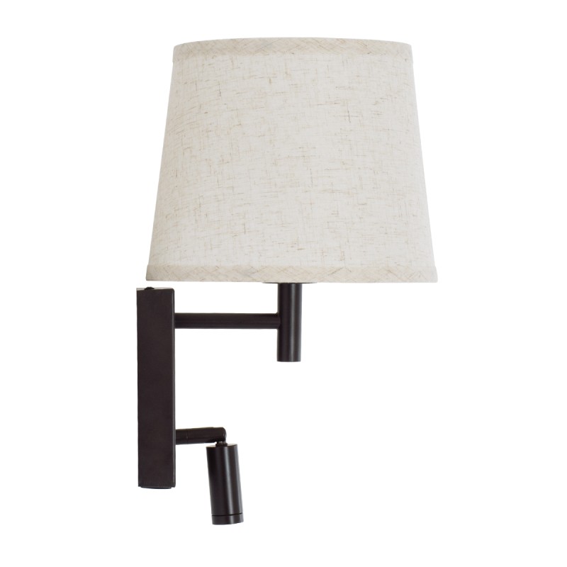 GloboStar® ROULETTE-R 61381 Μοντέρνο Φωτιστικό Τοίχου - Απλίκα Ξενοδοχείου Bed Side LED 3W 360lm & 1 x E27 36° & 360° AC 220-240V - Reading Up/Down Light - Φορτιστής USB 3A - Μ22 x Π23.5 x Υ37cm - Φυσικό Λευκό 4500K - Καφέ με Μπεζ Καπέλο - Σετ 2 Τ