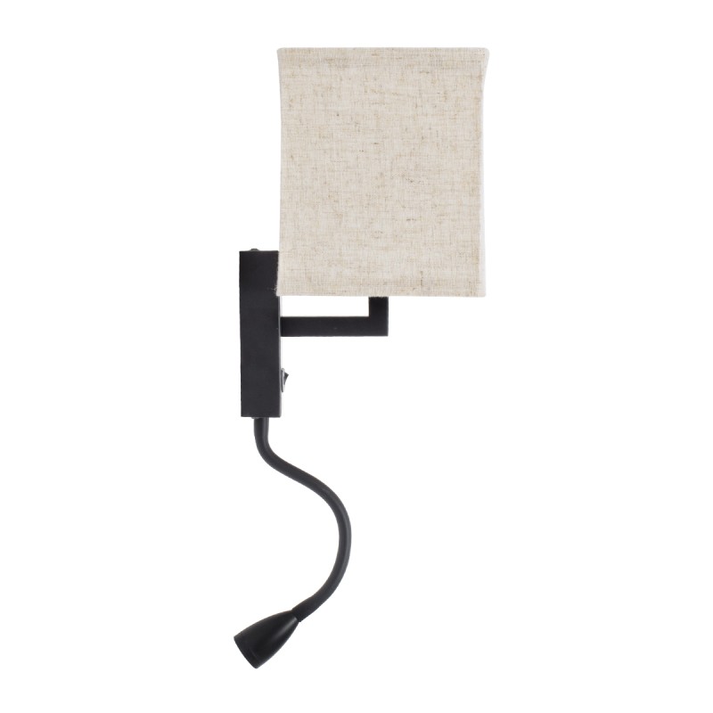 GloboStar® ROULETTE-S 61382 Μοντέρνο Φωτιστικό Τοίχου - Απλίκα Ξενοδοχείου Bed Side LED 3W 360lm & 1 x E27 36° & 360° AC 220-240V - Reading Up/Down Light - Φορτιστής USB 3A - Μ17 x Π20 x Υ37cm - Φυσικό Λευκό 4500K - Μαύρο με Μπεζ Καπέλο - Σετ 2 Τε