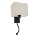 GloboStar® ROULETTE-S 61384 Μοντέρνο Φωτιστικό Τοίχου - Απλίκα Ξενοδοχείου Bed Side LED 3W 360lm & 1 x E27 36° & 360° AC 220-240V - Reading Up/Down Light - Φορτιστής USB 3A - Μ17 x Π20 x Υ37cm - Φυσικό Λευκό 4500K - Καφέ με Μπεζ Καπέλο - Σετ 2 Τεμ