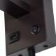 GloboStar® ROULETTE-S 61384 Μοντέρνο Φωτιστικό Τοίχου - Απλίκα Ξενοδοχείου Bed Side LED 3W 360lm & 1 x E27 36° & 360° AC 220-240V - Reading Up/Down Light - Φορτιστής USB 3A - Μ17 x Π20 x Υ37cm - Φυσικό Λευκό 4500K - Καφέ με Μπεζ Καπέλο - Σετ 2 Τεμ