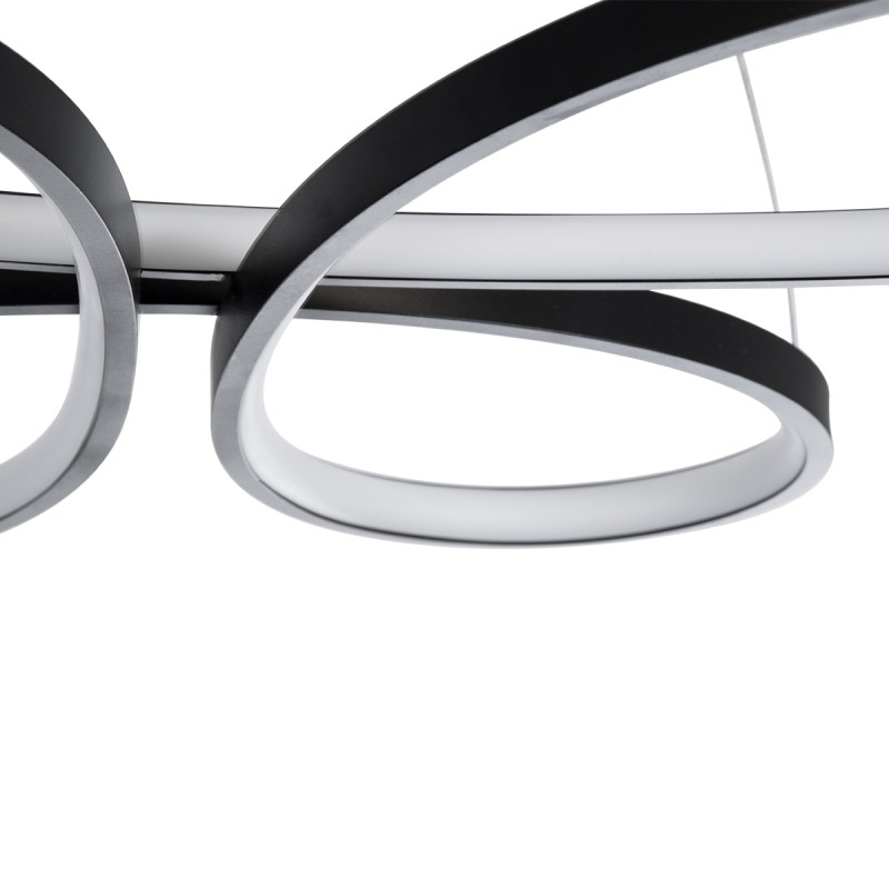 GloboStar® BUTTERFLY 61391 Κρεμαστό Φωτιστικό Οροφής Design LED CCT 75W 8400lm 300° AC 220-240V - Εναλλαγή Φωτισμού μέσω Τηλεχειριστηρίου All In One Ψυχρό 6000k+Φυσικό 4500k+Θερμό 2700k Dimmable Μ71 x Π52 x Υ4cm - Μαύρο - 3 Years Warranty