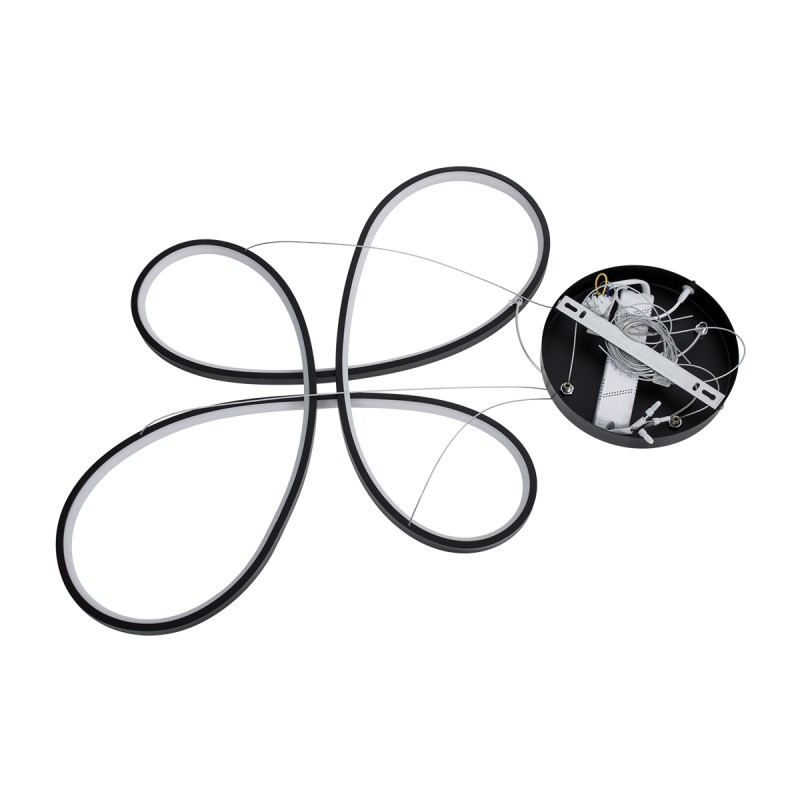 GloboStar® BUTTERFLY 61391 Κρεμαστό Φωτιστικό Οροφής Design LED CCT 75W 8400lm 300° AC 220-240V - Εναλλαγή Φωτισμού μέσω Τηλεχειριστηρίου All In One Ψυχρό 6000k+Φυσικό 4500k+Θερμό 2700k Dimmable Μ71 x Π52 x Υ4cm - Μαύρο - 3 Years Warranty