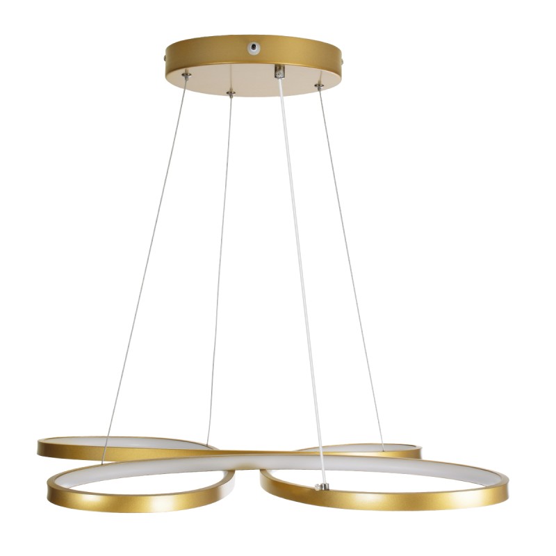 GloboStar® BUTTERFLY 61393 Κρεμαστό Φωτιστικό Οροφής Design LED CCT 75W 8400lm 300° AC 220-240V - Εναλλαγή Φωτισμού μέσω Τηλεχειριστηρίου All In One Ψυχρό 6000k+Φυσικό 4500k+Θερμό 2700k Dimmable Μ71 x Π52 x Υ4cm - Χρυσό Βούρτσας - 3 Years Warranty