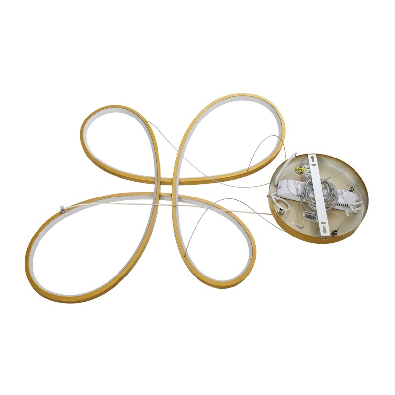GloboStar® BUTTERFLY 61393 Κρεμαστό Φωτιστικό Οροφής Design LED CCT 75W 8400lm 300° AC 220-240V - Εναλλαγή Φωτισμού μέσω Τηλεχειριστηρίου All In One Ψυχρό 6000k+Φυσικό 4500k+Θερμό 2700k Dimmable Μ71 x Π52 x Υ4cm - Χρυσό Βούρτσας - 3 Years Warranty