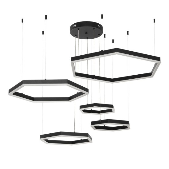 kelvo® LEXAGON 61397 Μοντέρνο Κρεμαστό Φωτιστικό Οροφής LED 120W 12000lm 200° AC 220-240V IP20 Ρυθμιζόμενο Λευκό CCT με Χειριστήριο από 2700K έως 6000K Dimmable - Lumileds SMD Chip - Μαύρο - Μ110 x Π90 x Υ110cm - 3 Χρόνια Εγγύηση kelvo® LEXAGON 61397 Μοντέρνο Κρεμαστό Φωτιστικό Οροφής LED 120W 12000lm 200° AC 220-240V IP20 Ρυθμιζόμενο Λευκό CCT με Χειριστήριο από 2700K έως 6000K Dimmable - Lumileds SMD Chip - Μαύρο - Μ110 x Π90 x Υ110cm - 3 Χρόνια Εγγύηση