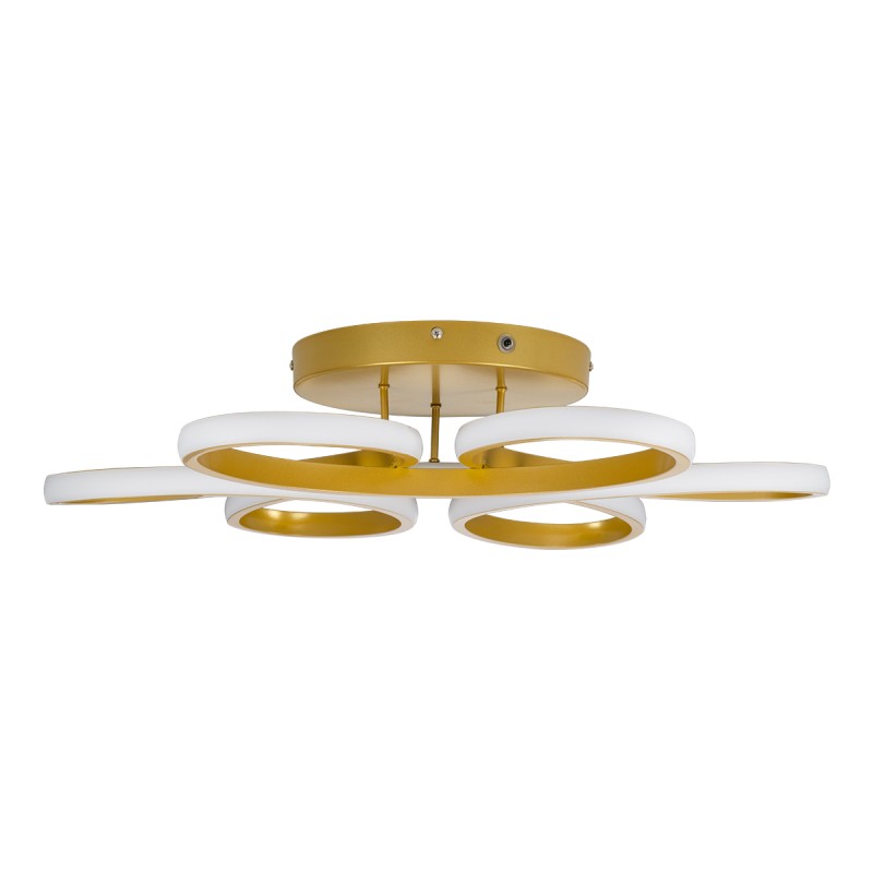 GLOBOSTAR® MARGARET 61403 Μοντέρνο Φωτιστικό Οροφής LED 54W 6210lm 360° AC 220-240V IP20 Ρυθμιζόμενο Λευκό CCT με Χειριστήριο από 2700K έως 6000K Dimmable - Lumileds SMD Chip - Χρυσό Βούρτσας - Μ57 x Π57 x Υ12cm - 3 Χρόνια Εγγύηση