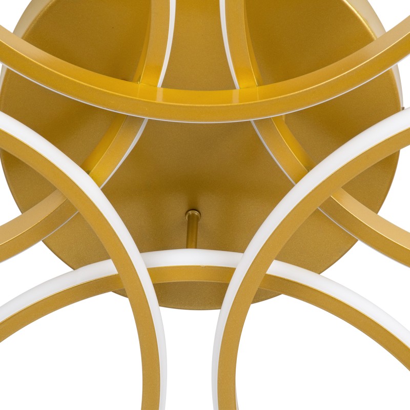 GLOBOSTAR® MARGARET 61403 Μοντέρνο Φωτιστικό Οροφής LED 54W 6210lm 360° AC 220-240V IP20 Ρυθμιζόμενο Λευκό CCT με Χειριστήριο από 2700K έως 6000K Dimmable - Lumileds SMD Chip - Χρυσό Βούρτσας - Μ57 x Π57 x Υ12cm - 3 Χρόνια Εγγύηση