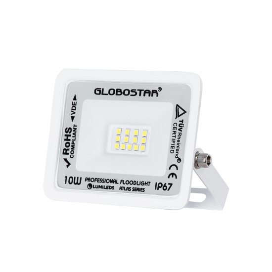GloboStar® ATLAS 61404 Επαγγελματικός Προβολέας LED 10W 1250lm 120° AC 220-240V - Αδιάβροχος IP67 - Μ10 x Π2 x Υ8cm - Λευκό - Ψυχρό Λευκό 6000K - LUMILEDS Chips - TÜV Rheinland Certified - 5 Years Warranty GloboStar® ATLAS 61404 Επαγγελματικός Προβολέας LED 10W 1250lm 120° AC 220-240V - Αδιάβροχος IP67 - Μ10 x Π2 x Υ8cm - Λευκό - Ψυχρό Λευκό 6000K - LUMILEDS Chips - TÜV Rheinland Certified - 5 Years Warranty
